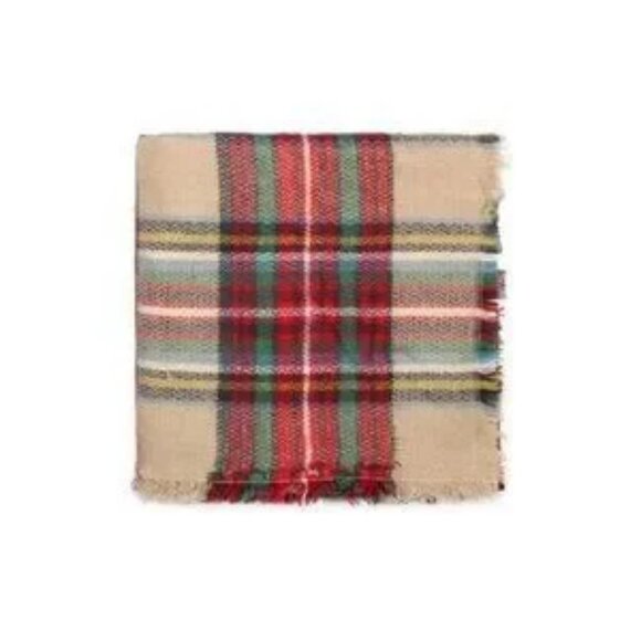 CLASSIC Soft Plaid Print Fall Winter Blanket Scarf - Picture 3 of 4